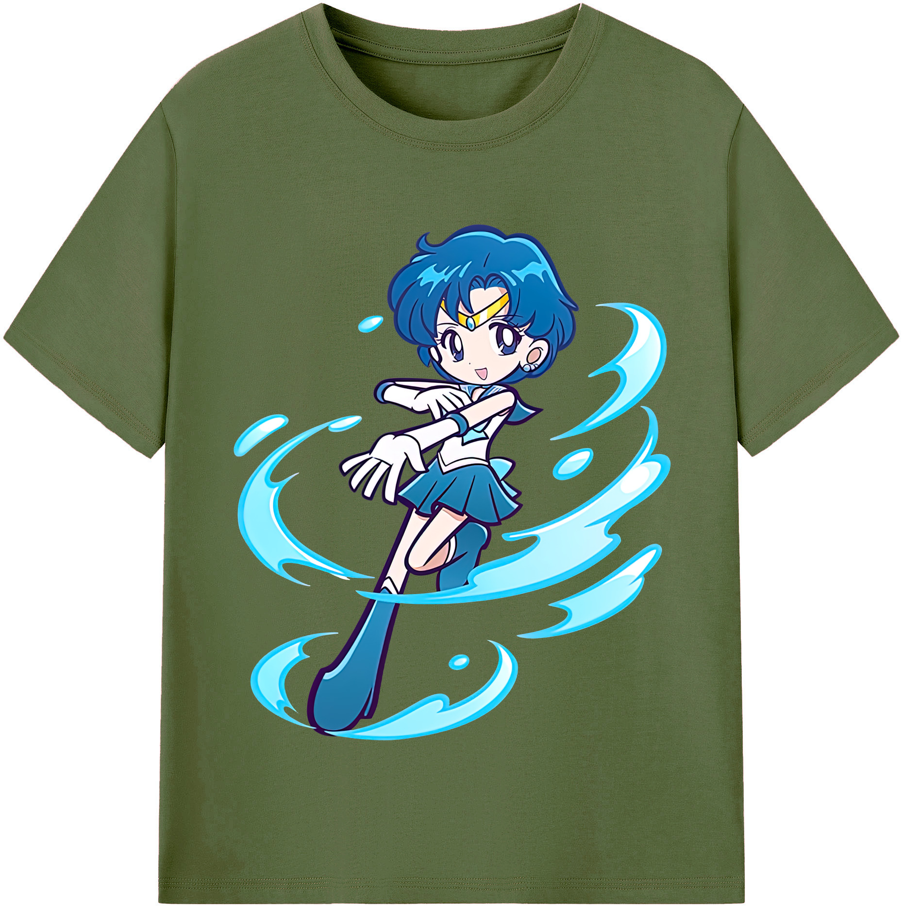 （画像用） 美少女戦士セーラームーン 水野 亜美 みずの あみ Sailor Moon Mizuno Ami 綿100％半袖Tシャツ（フロントプリント）